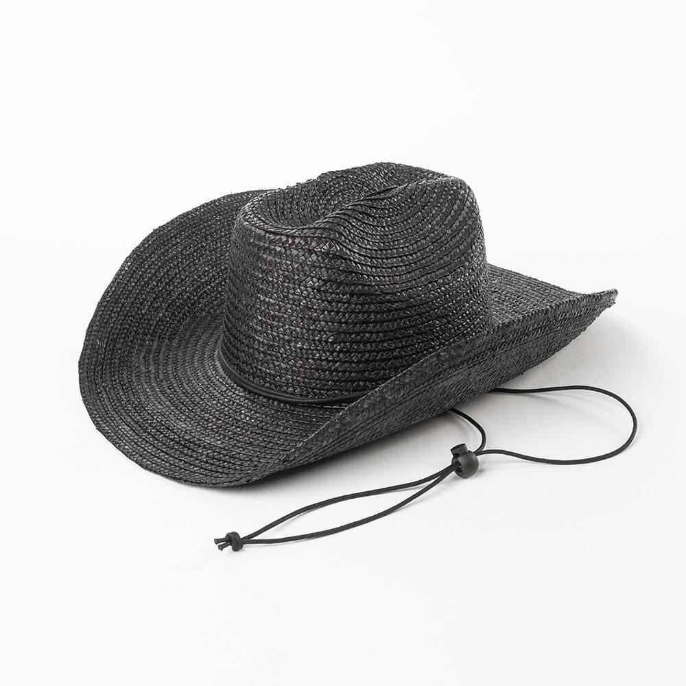 M/L Hand Woven Wheat Straw Sun Hats Women Fashion Outdoor Travel Beach Panama Hat with Rope Lady Wide Brim Sunscreen Cowboy Hats