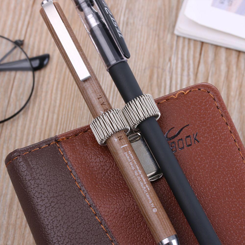 1PC Adjustable Convenient Stationery Metal Pen Clips Elastic Loop Notebook Spring Pen Holder