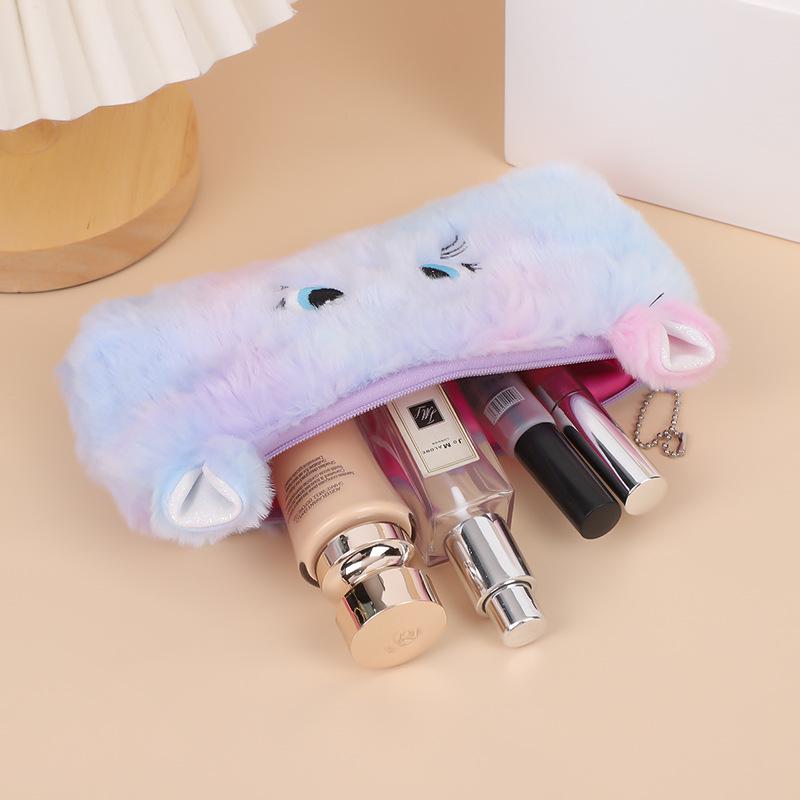 Korean Style Girly Heart Kitten Pencil Case - Cute Fluffy Cartoon Stationery Box for Primary School Students