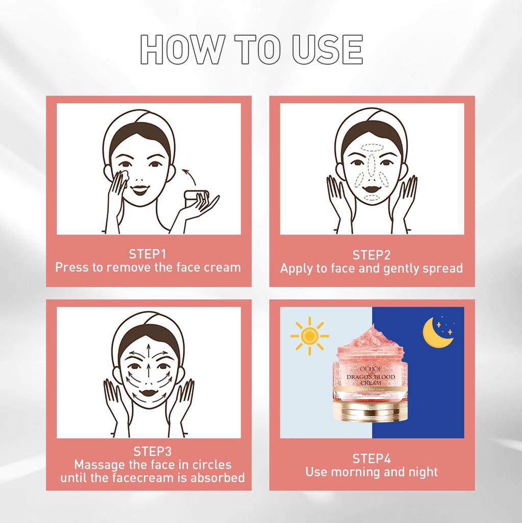 OUHOE Dragon Blood Anti Wrinkle Moisturizing Face Cream Instant Lifting Firming Anti-Aging Facial Serum Fade Fine Line Whiten Rejuvenation SkinCare