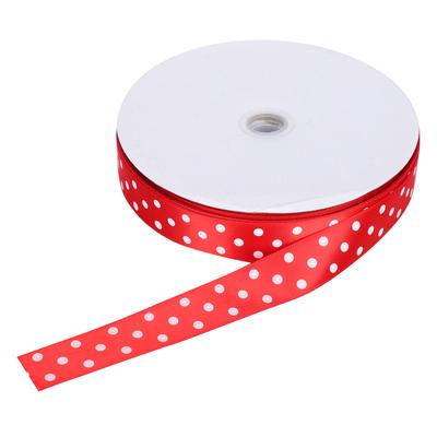 Satinband Gepunktete Haarschleifen Geschenkband Krawatte DIY Bastelwerkzeug 100 Yards 2,5 cmRot