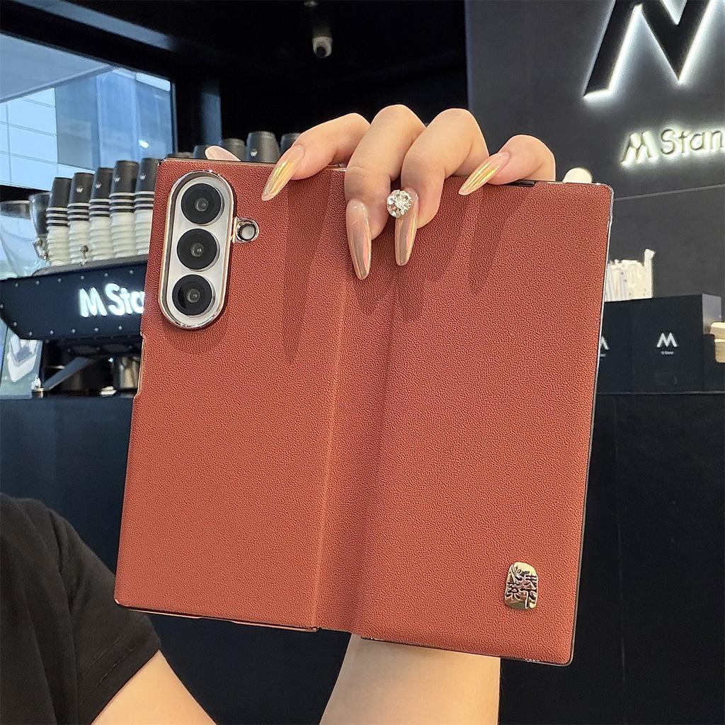 Applicable to Samsung Zfold1ultra mobile phone case plain leather double central axis ZFOLD1/1 folding anti-drop flip case