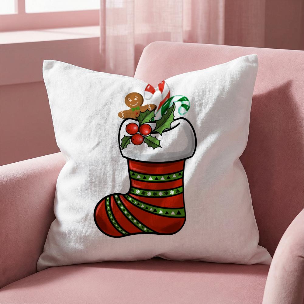 Red Socks Merry Chrismas Cushion Cover Multi-Scene Pillow Cover for Home & Car - Reversible, Soft & Durable for Daily Use