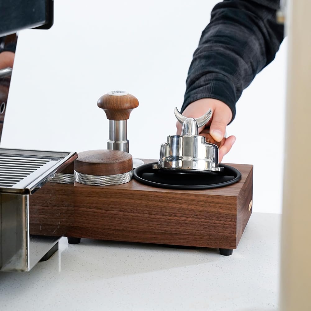 Watchget Knock Box Espresso Knock Box Knock Box Tamper and Distributor Stand Storage Compatible with Walnut Coffee Knock Box Coffee Residue Bucket