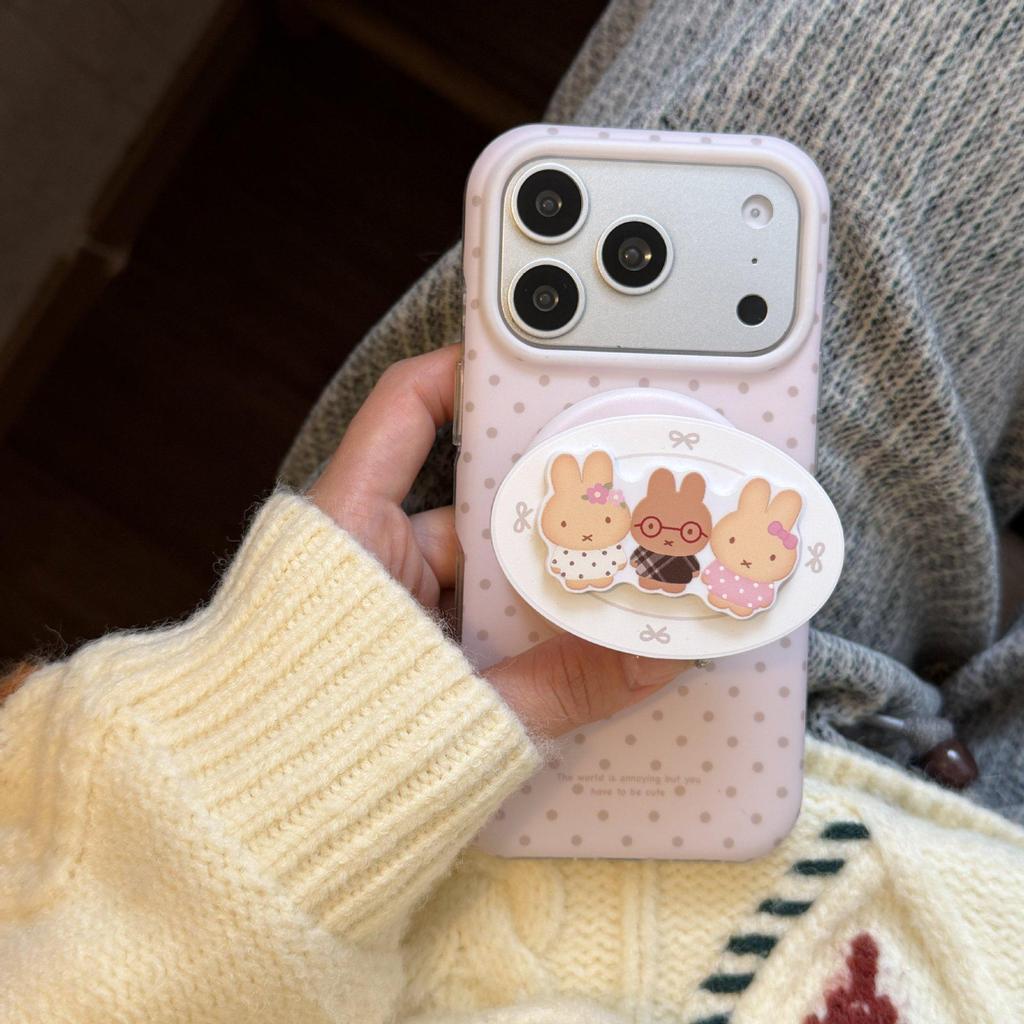 Trendy Double-Layer Magnetic Pink Polka Dot Phone Case for iPhone 17 Pro Max - Drop-Proof Design