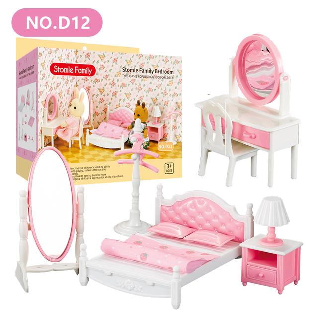 Non-Toxic Forest Animal 1/12 Dollhouse Furniture Bedroom Kitchen Bathroom Set Miniature Simulation Dolls Accessories Diy Toys Children