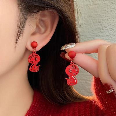 Chinese Style Snake Year Drop Earring Red Ear Jewelry Accessories 2025 Women Earrings  Girls Gift