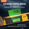Magnetic Torpedo Level, 600mm, LED Backlit Screen Mechanical Bubble Vials Ruler for 0-360 Degree, Gravity Sensor Aluminum Alloy Leveler Tool w/
