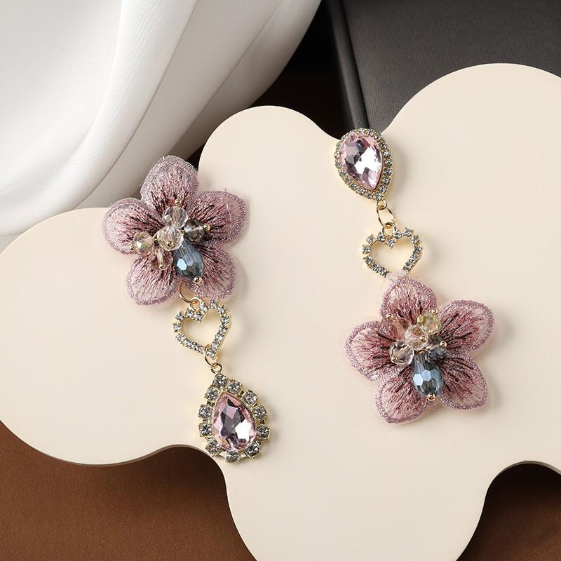 Garden Sweet Silk Fabric Flower Earrings - Elegant Stud Earrings for Women - Beach Style Ear Rings