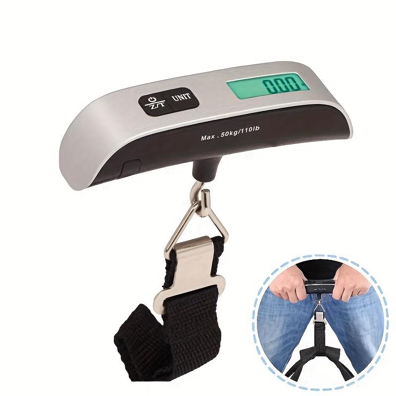 Compact 110lb/50kg Digital Luggage Scale with Backlit Display, Handheld Electronic Scale, Displays Room Temperature, Batteries Included.