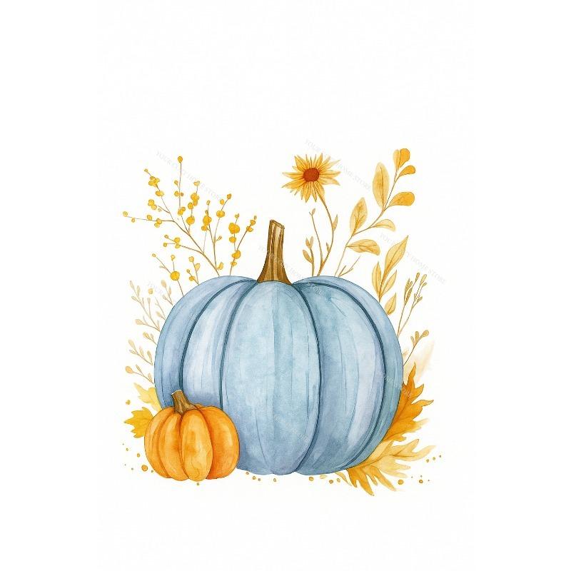Watercolor Fall Maple Leaf Canvas Gallery Wall Prints Blue Pumpkin Pumpkin Spice Typography Wall Art Farmhouse Home Decor Gift