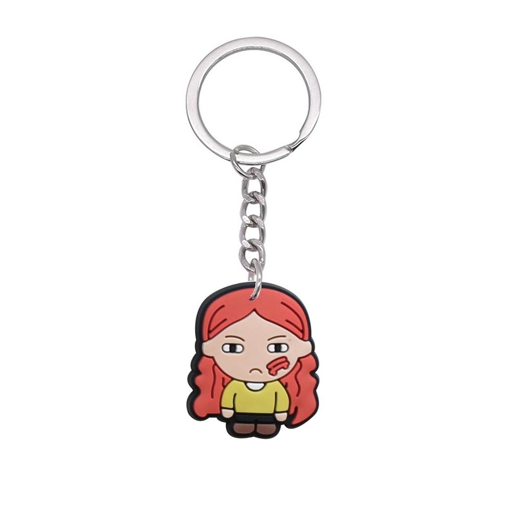 Q Version of Creative Modeling Silver Cartoon Keychain Cute Cartoon Removable Decoration