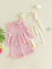 Cute Toddler Girls Summer Outfits Stylish Sleeveless Round Neck Top and Shorts Set in Vibrant Colors