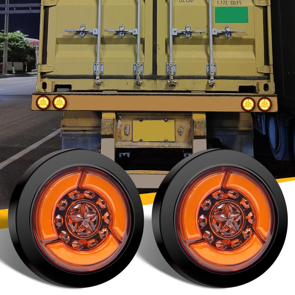 Aoling Truck Tail LED Round Trailer Tail Round Turn Universal for and Set of 2 Lights, Lights, 12V/24V, Signals, Waterproof, Trucks, Trailers, Boats,