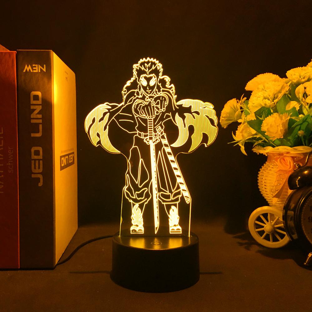 Anime 3D Licht Dämon Slayer Kyojuro Rengoku für Schlafzimmer Dekor Nachtlicht Zimmer Dekor Geschenk Manga Led Lampe Kimetsu No Yaiba