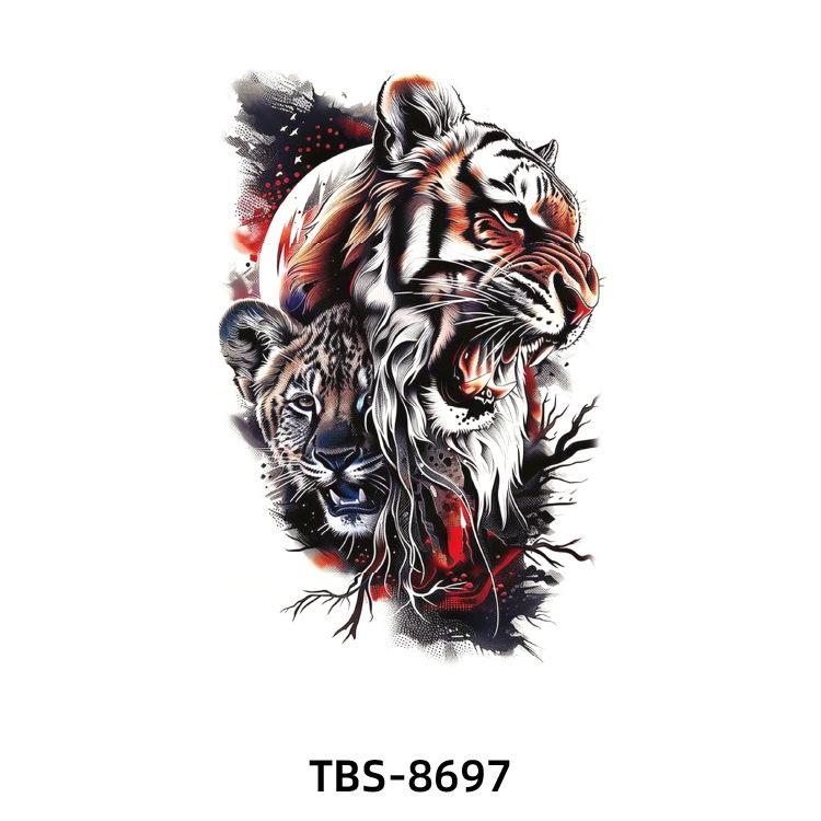 2025 Full/Half Arm Wolf, Tiger, & Flower Tattoo Stickers - European/American Style