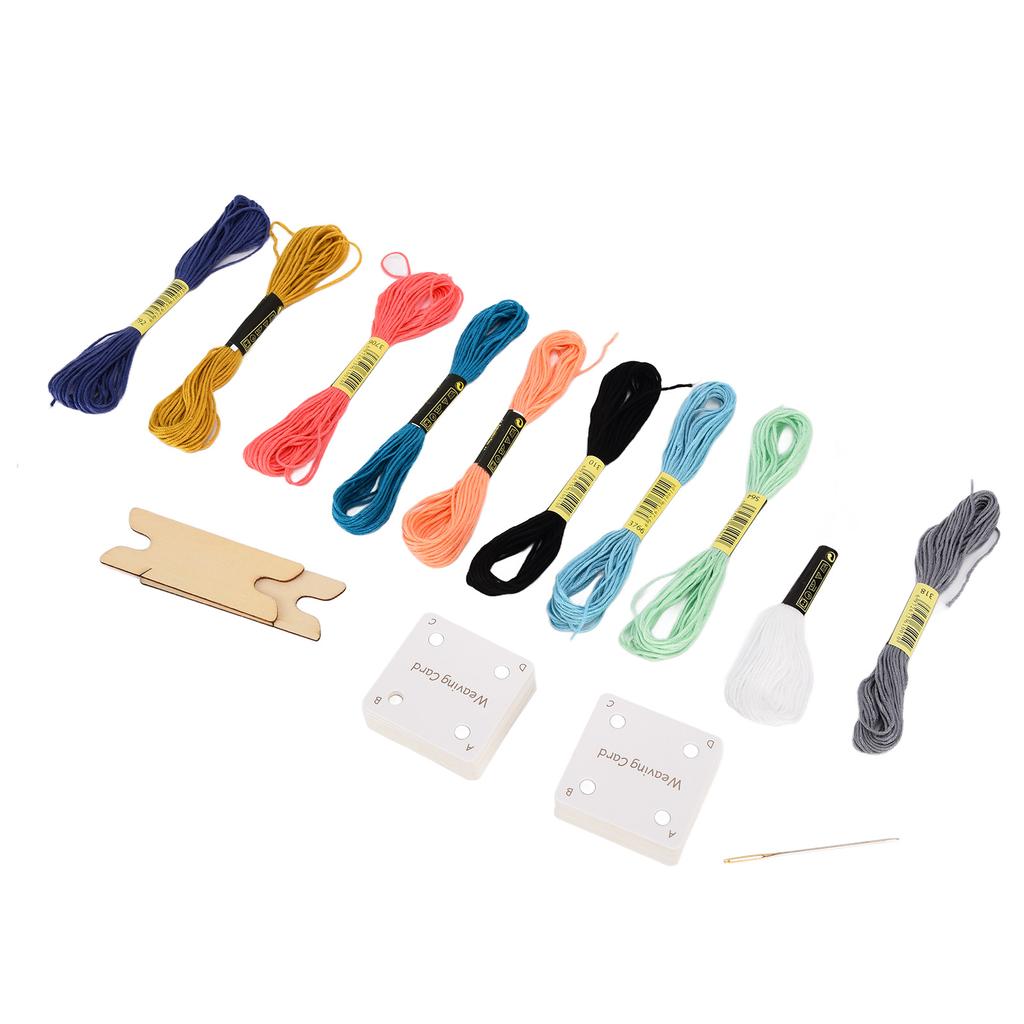 30pcs Weaving Cards Practical White Tablet Weaving Cards with Shuttles Embroidery Threads for DIY