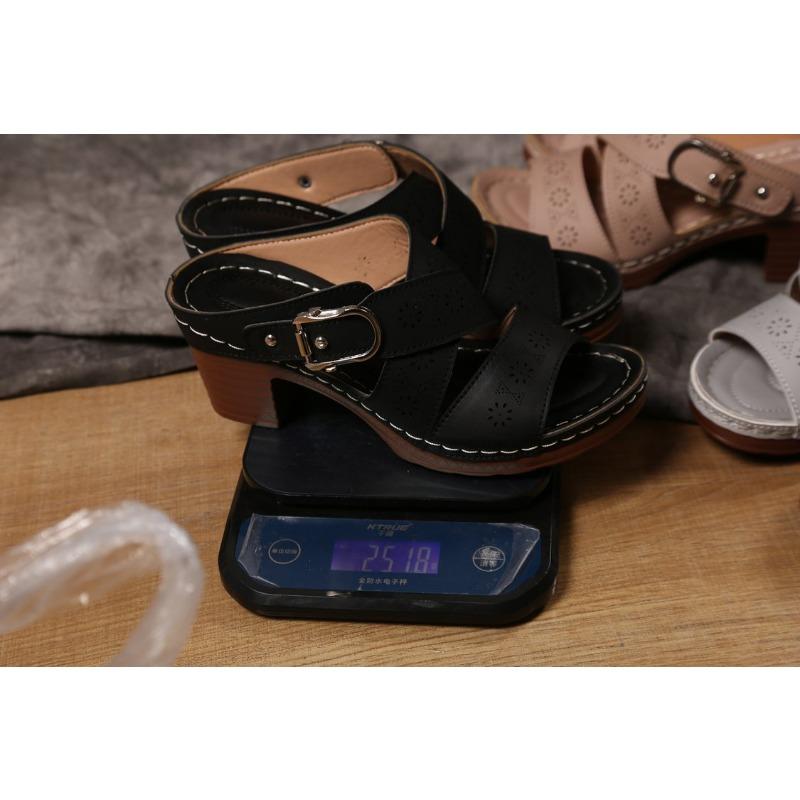 Large Size Thick High-heeled Slippers Women's Summer New Cross-strap One-pedal Sandals Women