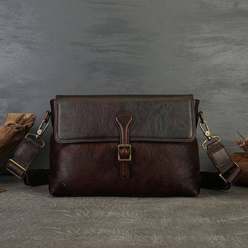 

Сумки через плечо из натуральной кожи для мужчин и женщин, сумка-мессенджер в винтажном стиле, портфель 32cm*22cm*7cm кофейный