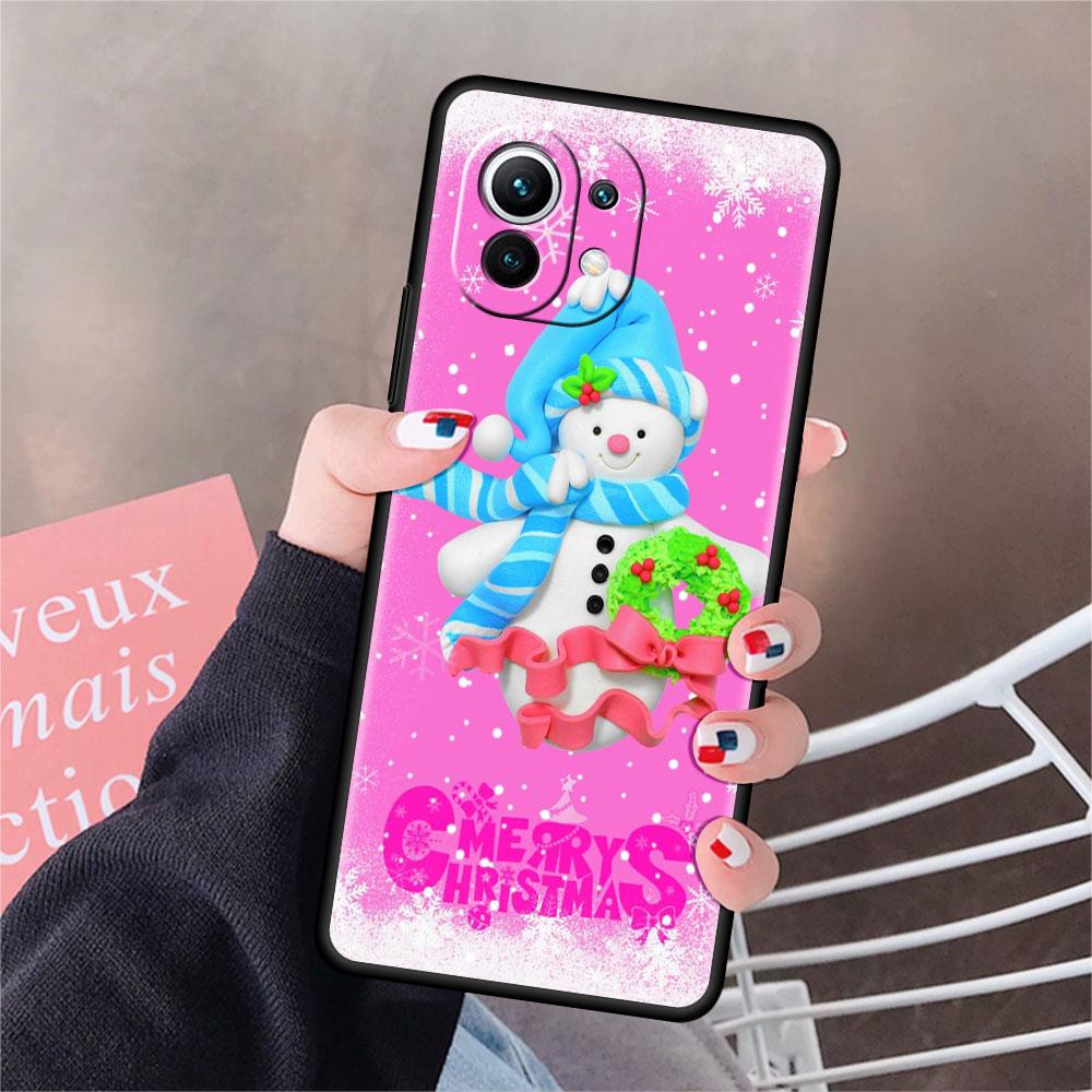 Soft Silicone Case For Xiaomi Mi 11 Lite 5G NE 11T Pro 12S Ultra 12 Note 10 10T 9T Phone Cover Bumper Funda Christmas Snowman