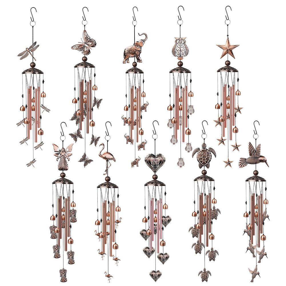 Elephant Memorial Wind Chimes Hummingbird Angel Decorative Wind Chimes with 4 Aluminum Tubes S Hook for Indoor and Outdoor Decor