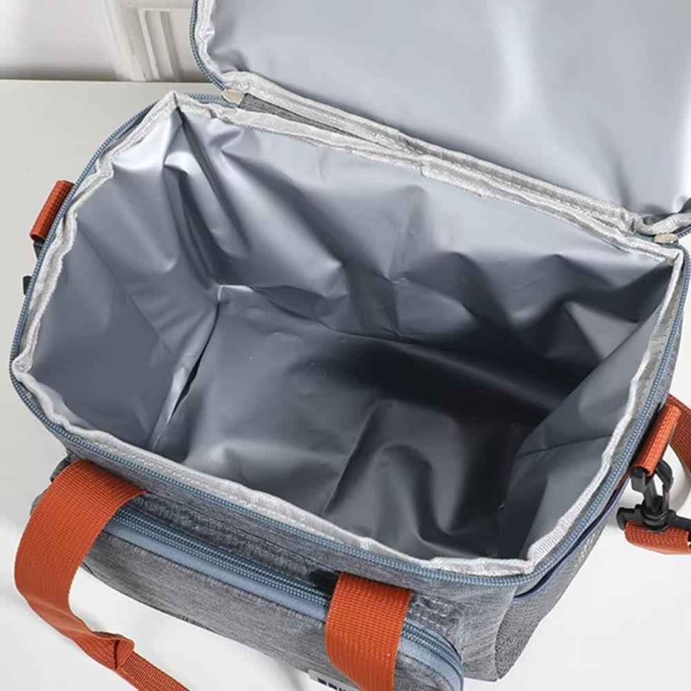 Lightweight Double Deck Lunch Cooler Bag Large Capacity Picnic Tote Bag Insulated Lunch Bag  Work