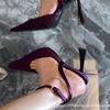 Purple French Pointed Stiletto Heels Women Sexy One Strap Open Back Sandals