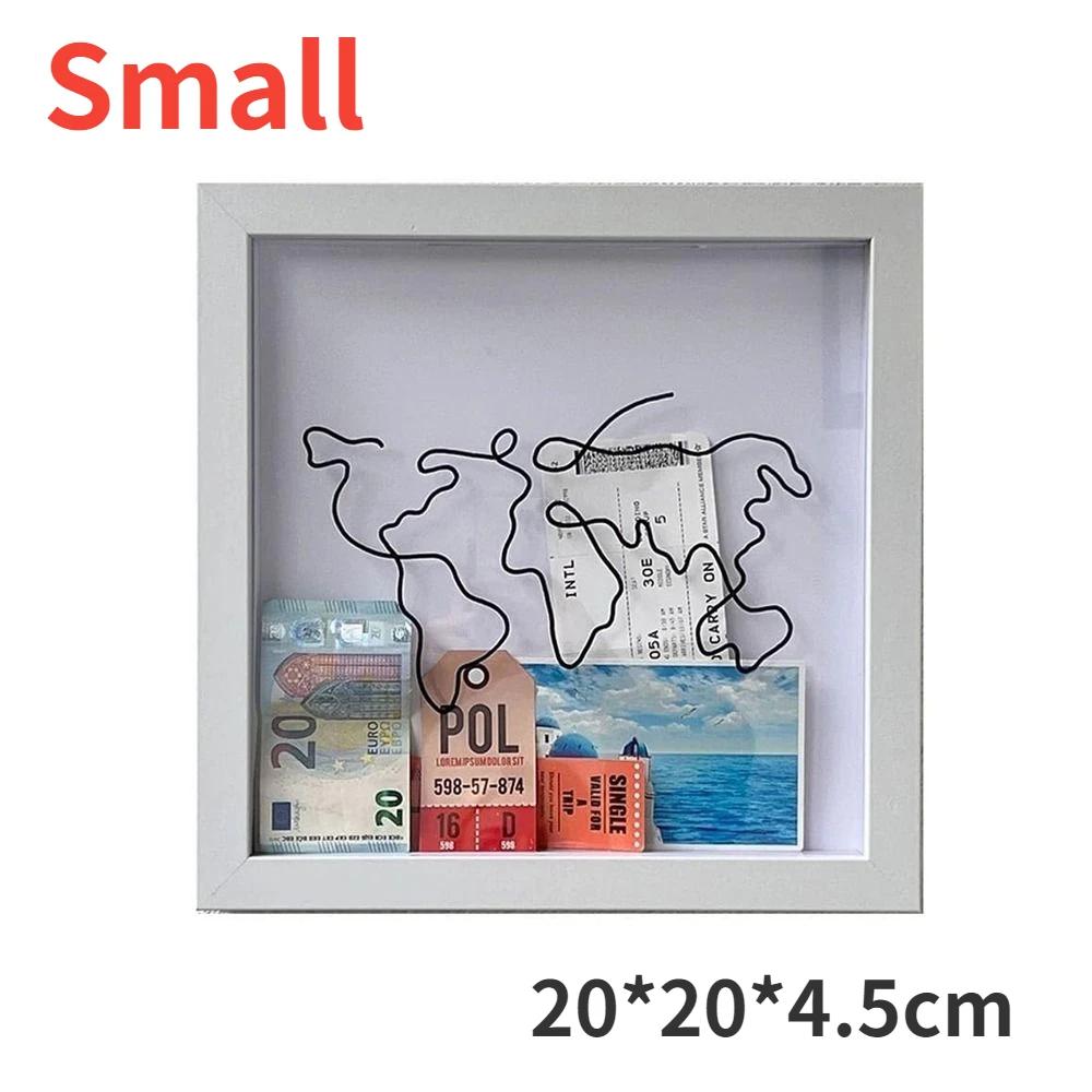 Travel Adventure Archive Box Ticket Shadow Box Photo Frame for Wall and Table Top Display Keep Memories Home Decor Storage Sbox