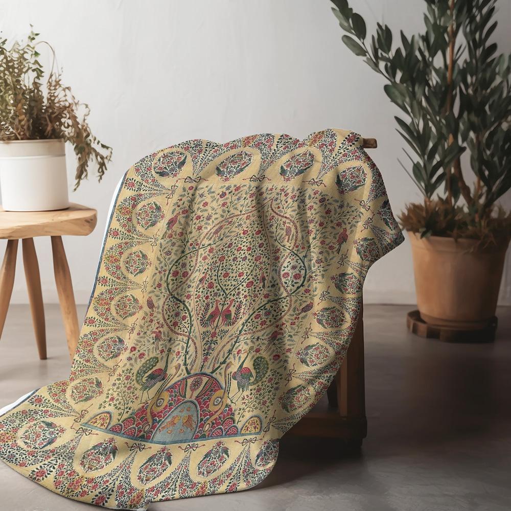 Coperta Plaid in Seta Indiana Paisley Vintage Decorativa per Letto Divano Copricuscino Decorativo Tessile per la Casa