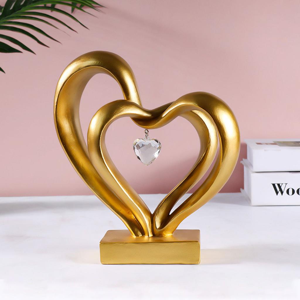 Sculpture Double Cœur Résine Statues Cœur Romantique Sculpture d'Amour pour Couple Statue d'Amour Statues Cœur Mariage Anniversaire