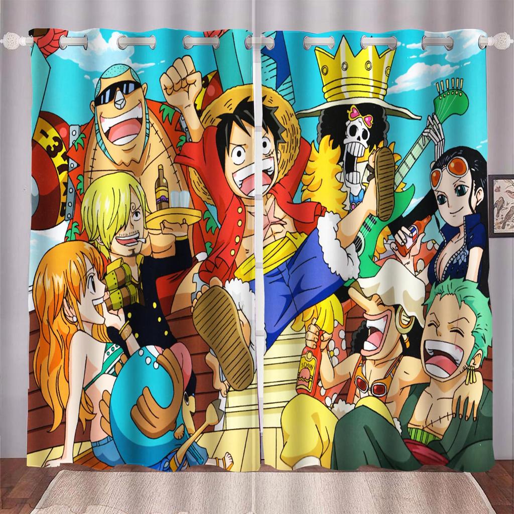 Rideau de dessin animé Monkey D Luffy pour la maison, une pièce, mignon, imprimé, filtrant la lumière, pour salon, chambre à coucher, protection contre la chaleur et le soleil