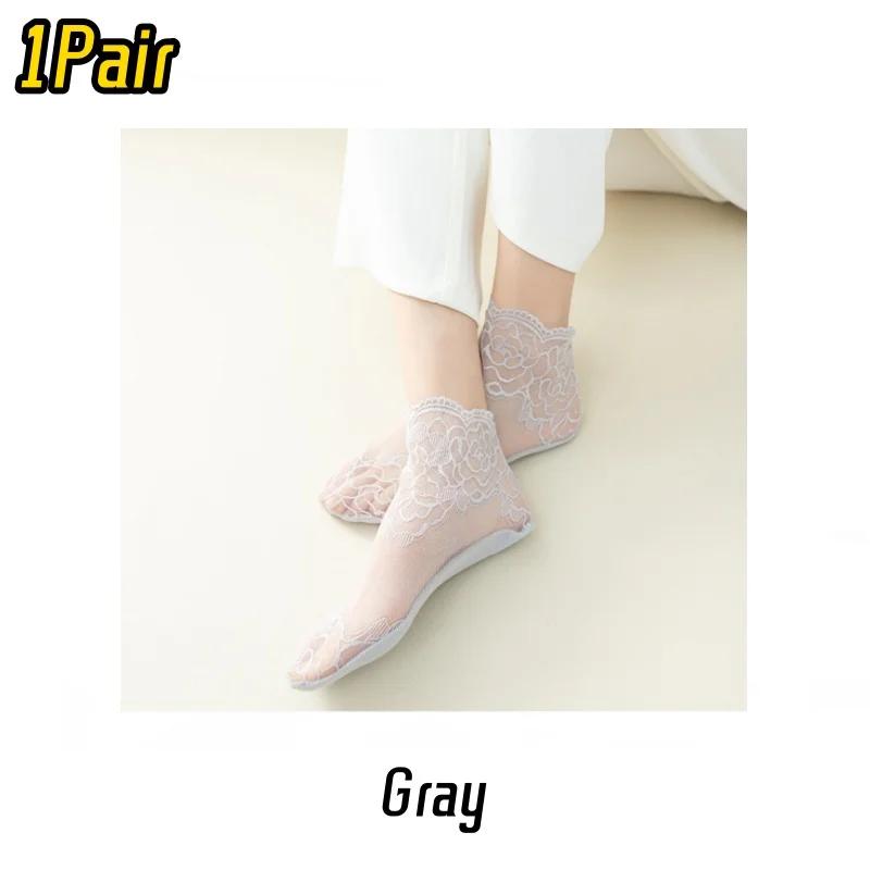 

20 пар носков женских Лолита кружевные невидимые летние тонкие с ажурной сеткой кружевные с цветочным хлопковым дном удобные дышащие носки