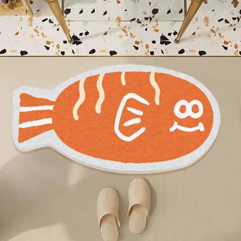 Cartoon Fish Imitation Cashmere Shaped Small Carpet Comfortable Insulation Porch Carpet Toilet Door Mat Home Decoration