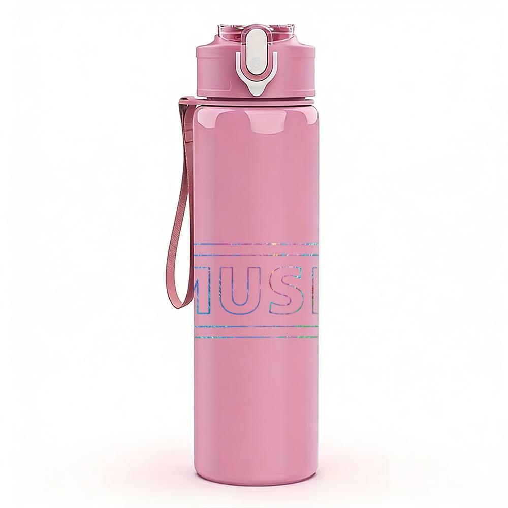 PC Pastel Music Text Minimalist Print 750ml colorful plastic sports water bottle leakproof pop up lid with straw for outdoor work home use
