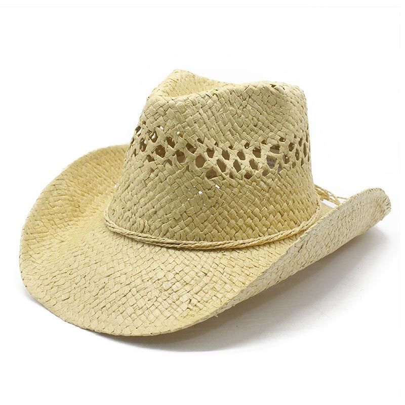 

Western Cowboy Hat Panama Straw Hat Hollow Jazz Hat Spring Summer Travel Visor Seaside Beach Hat M（56-58cm）
