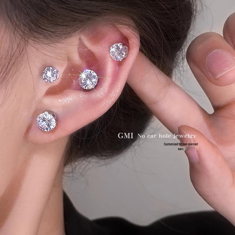 Super Shiny Magnetic Ear Studs: No-Pierce Clip-On Earrings for Women & Men.
