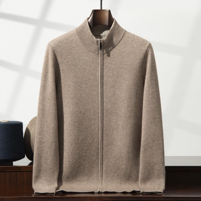 Men's Thickened Cashmere Zip Cardigan - Autumn/Winter Long-Sleeved Knit Sweater