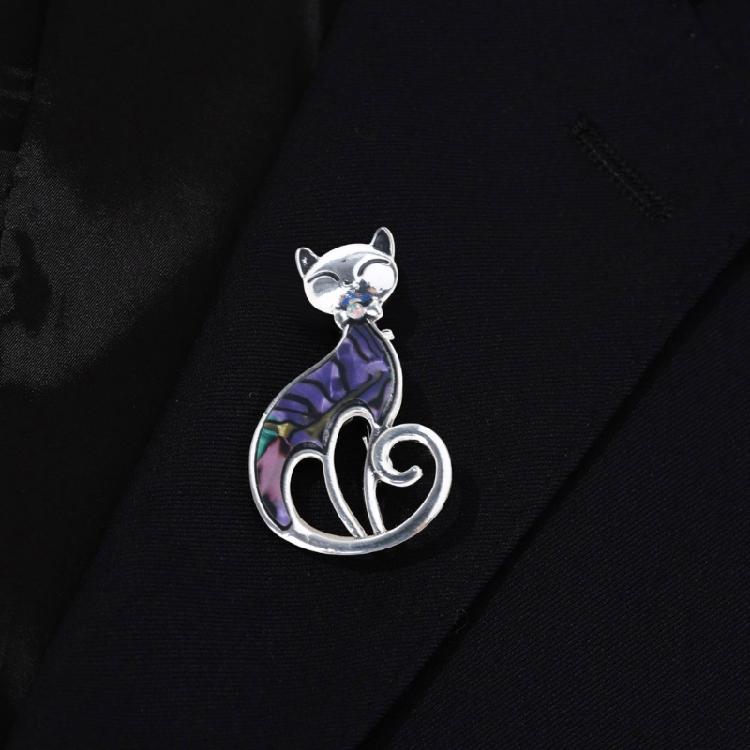 Ręcznie robiona Broszka Pióro/Kot Lekki Stop Miedzi Akcesoria Dekoracyjne Do Kurtek Szalików I Torebek