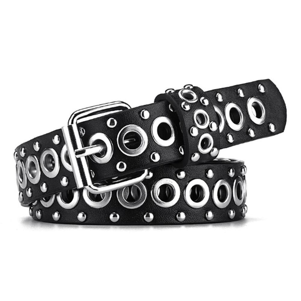 Adjustable PU Leather Belt Y2K Waist Belt Personality Rivet Waistband  Men