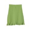 S Family 2025 Spring/Summer Olive Green Ruffle-Trim Sleeveless Knit Vest & Midi Skirt Set