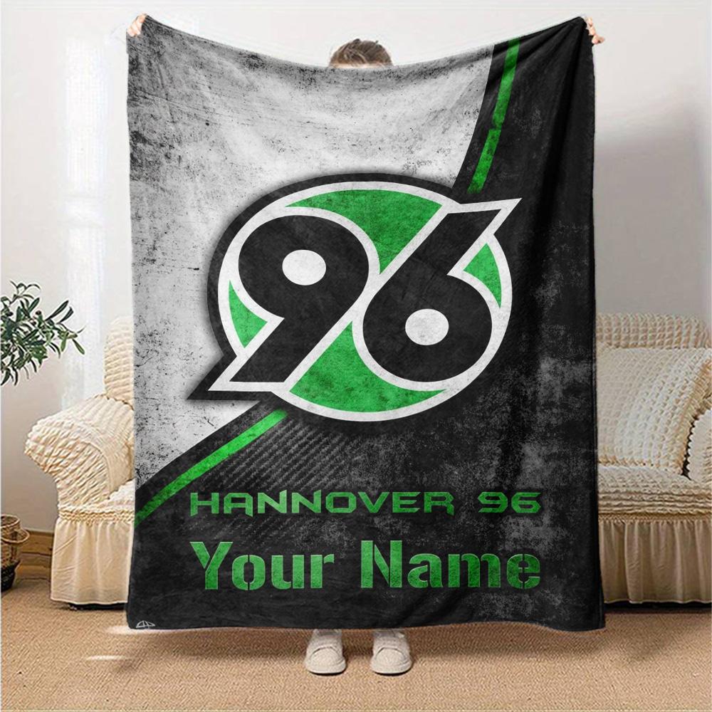 Name Custom Hannover 96 Logo Print Flannel Blanket High Quality Warm Comfortable Cover for All Seasons Perfect for Gifts Home Decor