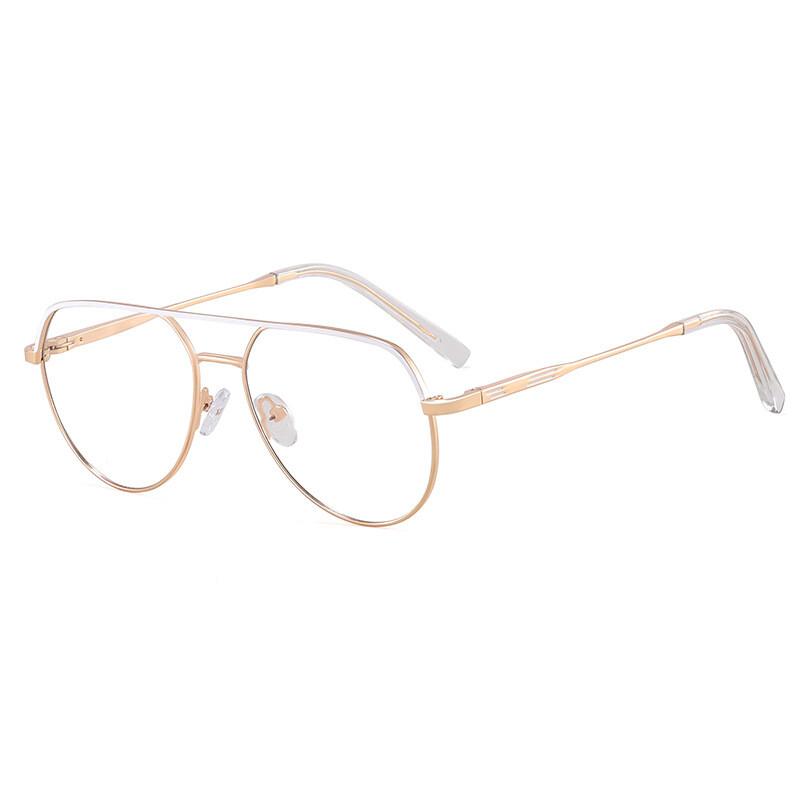 Trendy Pilot Reading Glasses Women Metal Frame Anti Blue Light Ultralight Presbyopia Eyewear with Diopter