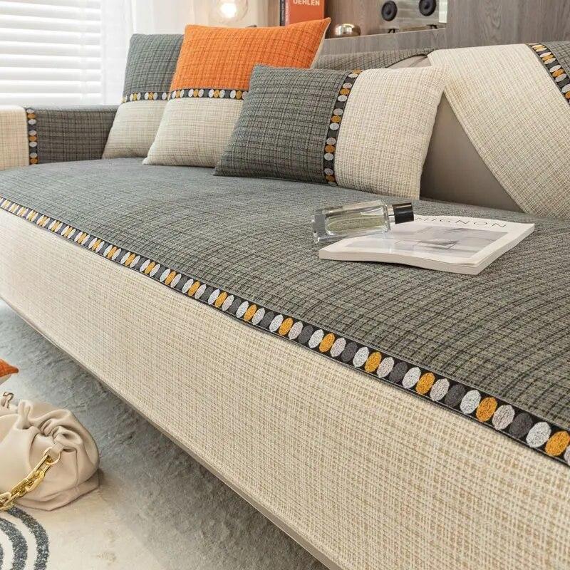 İskandinav Nakış Şönil Kanepe Yastığı Örgü Için Kanepe Kılıfı Havlu Oturma Roon Dekorasyon Ekleme Kaymaz Kanepe Kılıfı 1 Adet