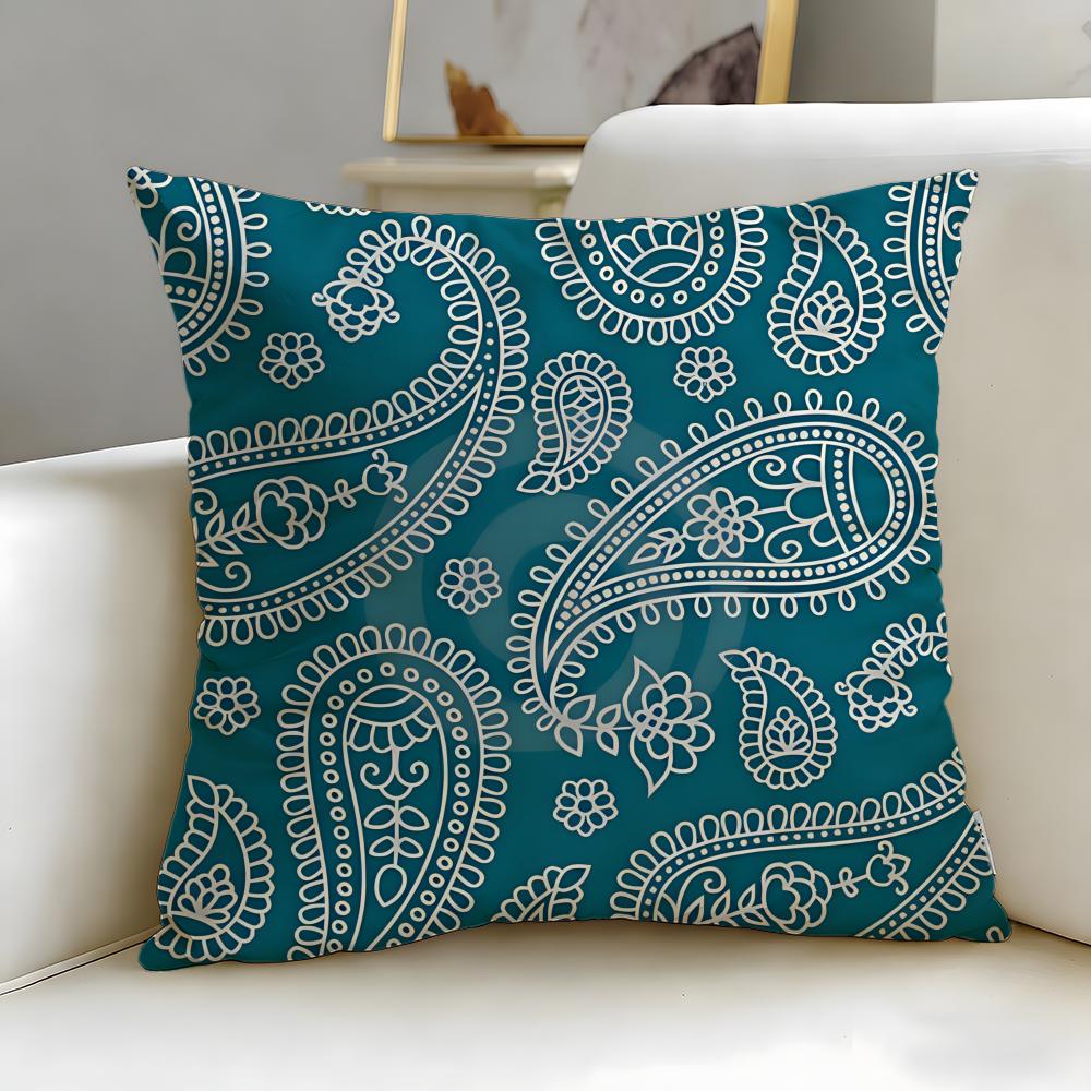 Paisley Pattern Cushion Cover Soft EasyWash Pillow Case Versatile for Couch Bed Travel and Office