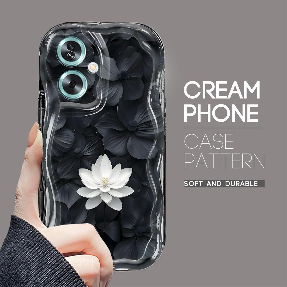 Roztomilý kreslený vzor s krémovou texturou Pouzdro s vlnitým okrajem, měkký silikonový kryt, pouzdro na telefon OPPO Reno Realme