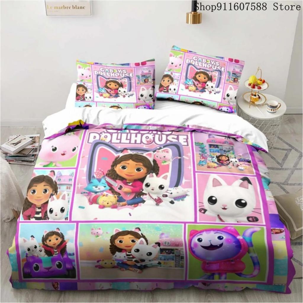 Comforter Gabby'S Dollhouse Kawaii Bedding Set For Bedroom Soft Modern S Comefortable Kids And