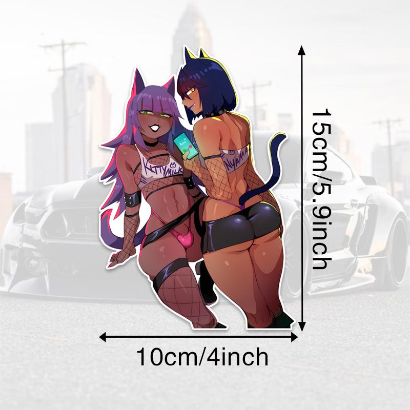 Anime Girl Car Sticker Personality Shy Woman Cartoon PVC Decal Skateboard Campervan Car Shape