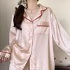 1011 Korean Sweet Contrasting Polka Dot Pajamas Women's Spring and Autumn New South Korean Silk Long-sleeved Trousers Loungewear Cover