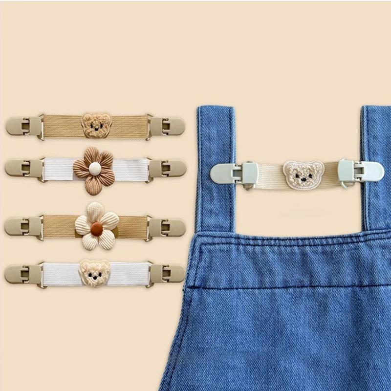 2Pcs Elastic Portable For Children Anti-Slip Hanging For Baby Pants Strap Clip Suspenders Clip Bear Strap Clip Shoulder Clip