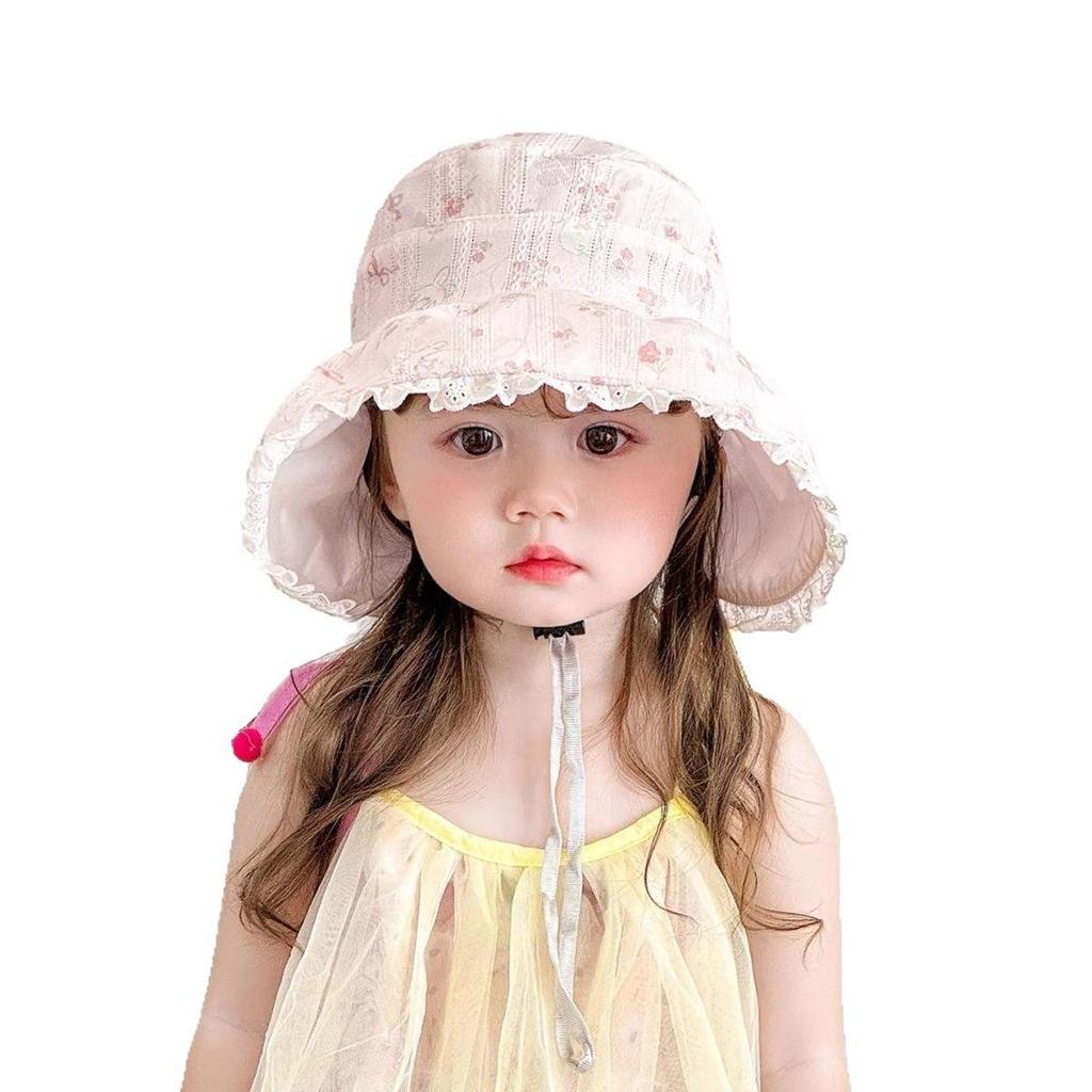 Children's UV Protection Summer Sun Hat - Sweet Princess Wide Brim Visor for Baby Girls